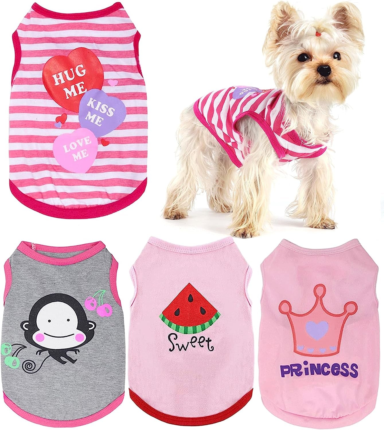 Dog Shirt for Small Dogs Girl - Small Dog Clothes Female - Chihuahua Yorkie Teacup Dog Clothes - XS Dog Clothes - XXS Dog Clothing - Puppy Clothes for Small Dogs Girl - Fall Girl Dog Clothes Pink