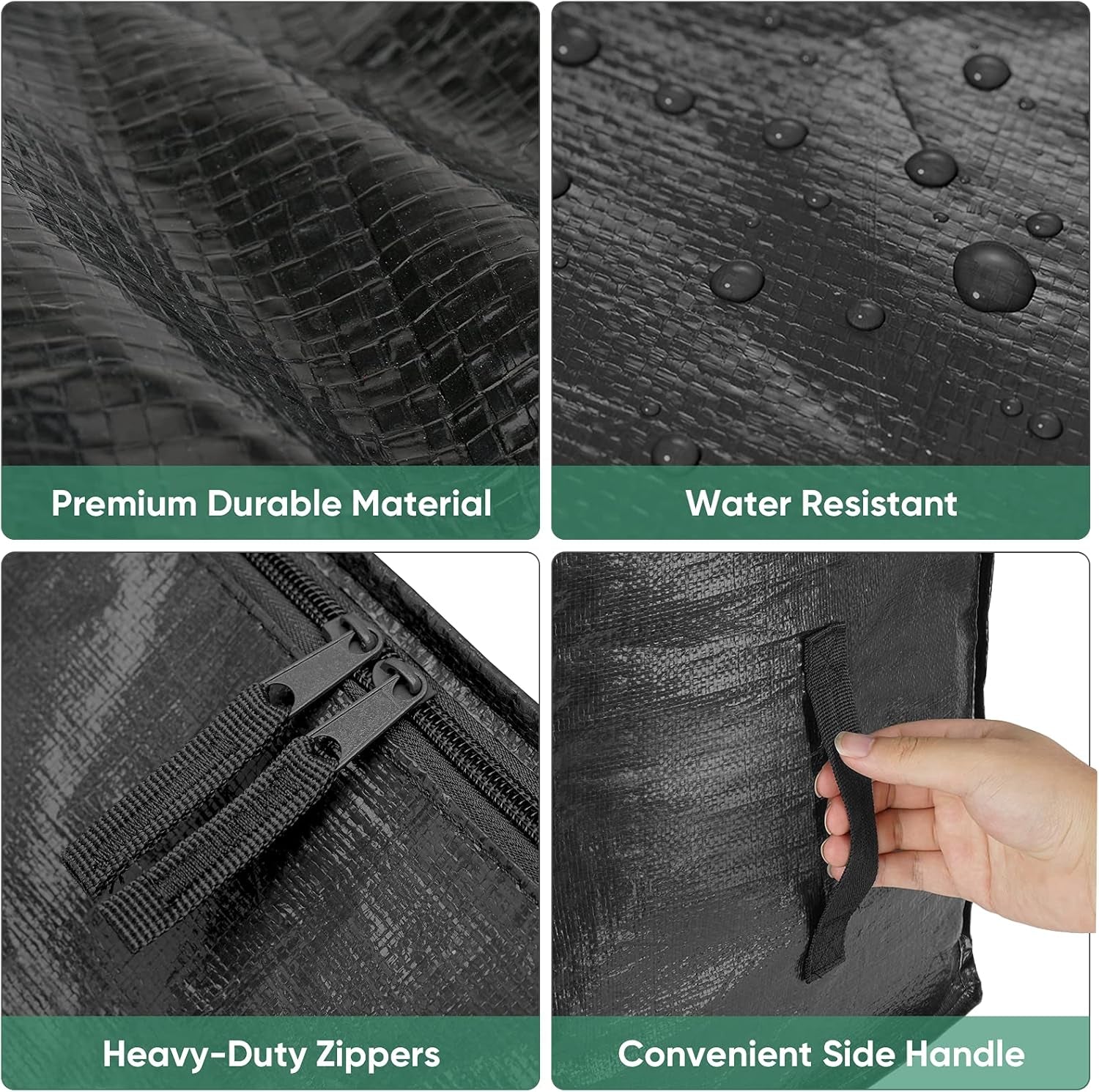 8-Pack Oversized Moving Bags with Reinforced Handles, Heavy-Duty Storage Tote for Clothes, Moving Supplies (Black, 8-Pack)