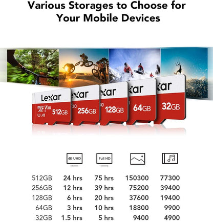 32GB Micro SD Card, Microsdhc UHS-I Flash Memory Card with Adapter - up to 100Mb/S, U1, Class10, V10, A1, High Speed TF Card